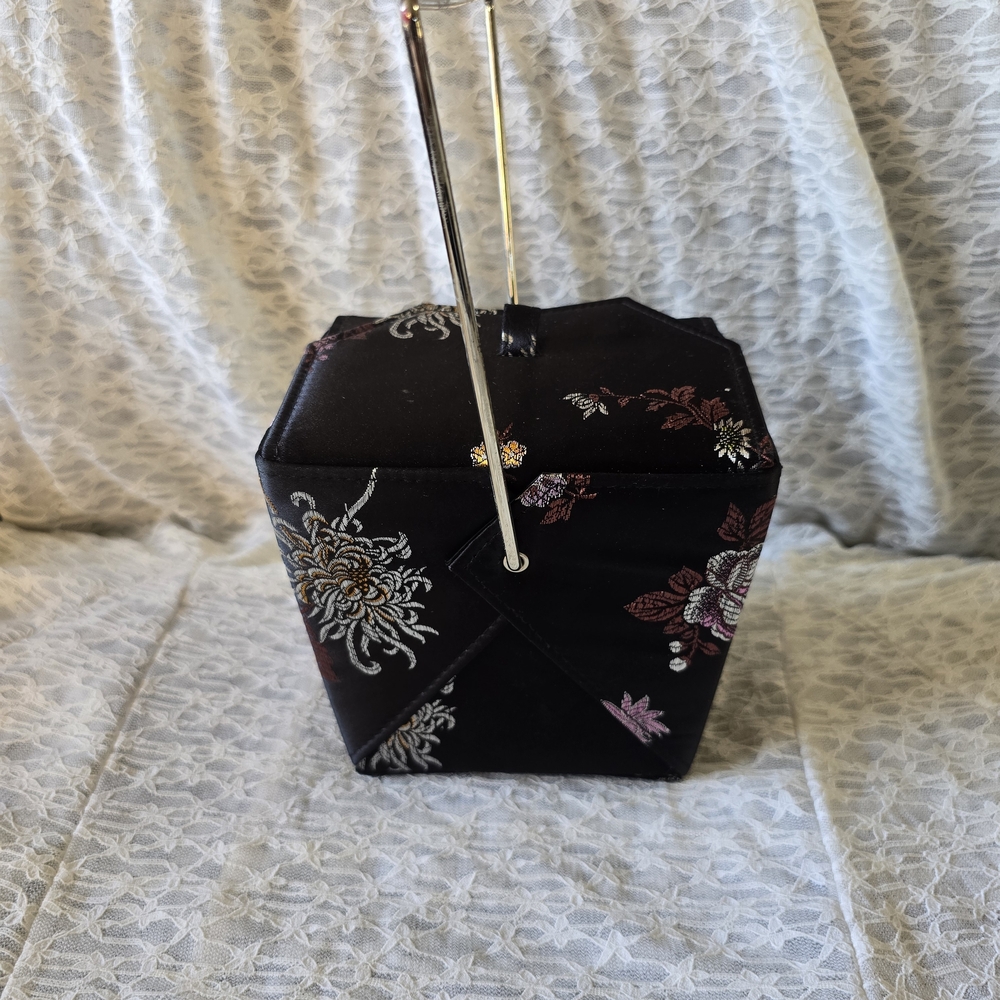 Vintage Valerie Stevens Black Floral Takeout Handbag